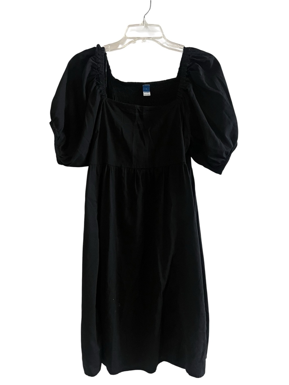 Old Navy Smocked Square-Neck Puff-Sleeve Dress Black Small